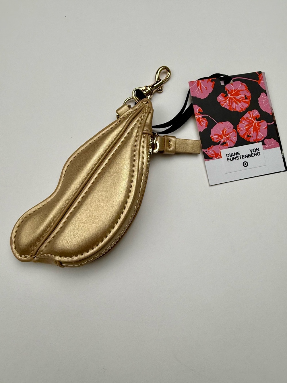 DVF x Target Metallic Gold Lips Zip Pouch